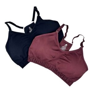 Kindred Bravely Nursing Bras Size XL Set of two Black and Burgundy Wireless